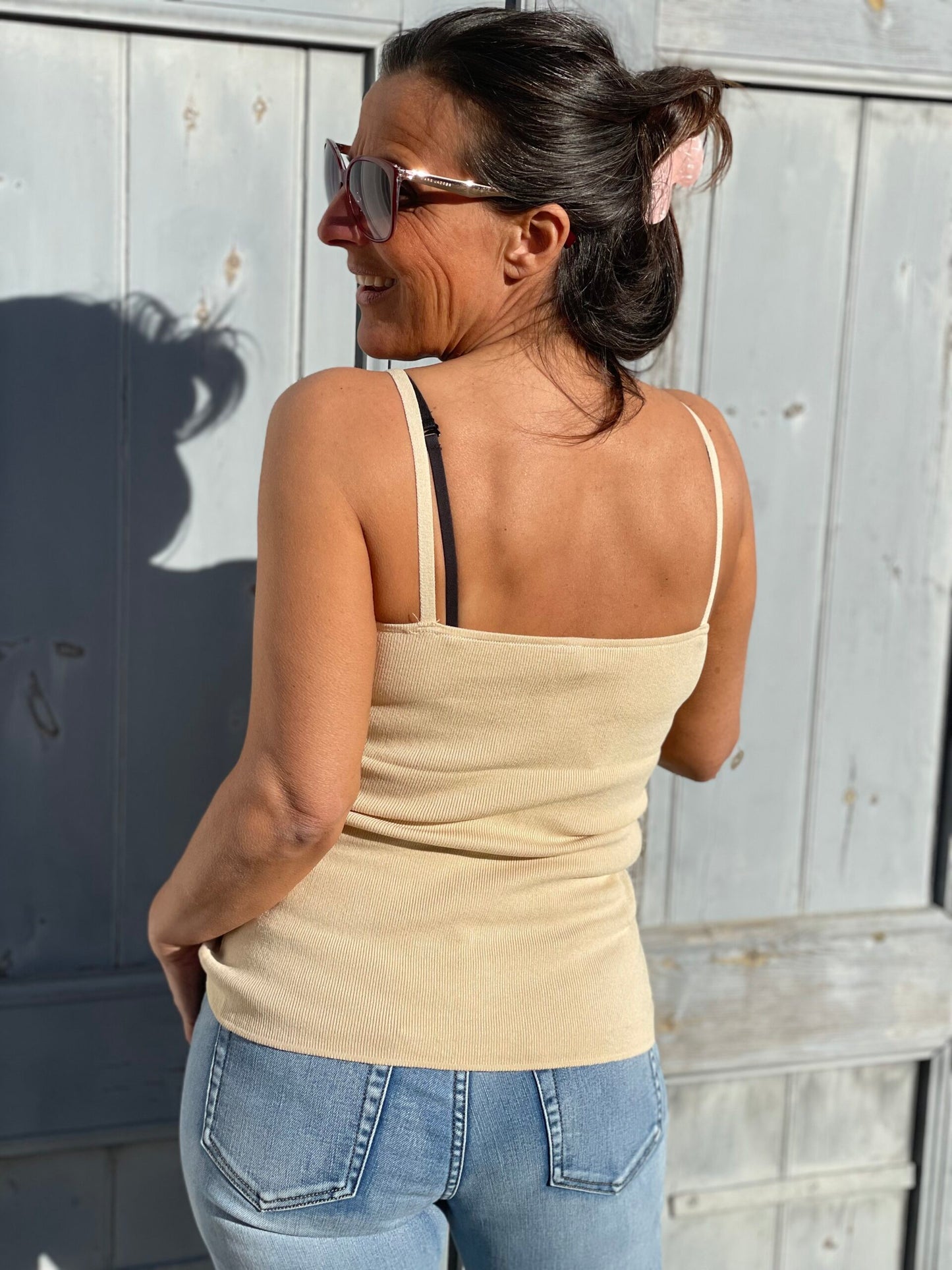 Sille top i creme