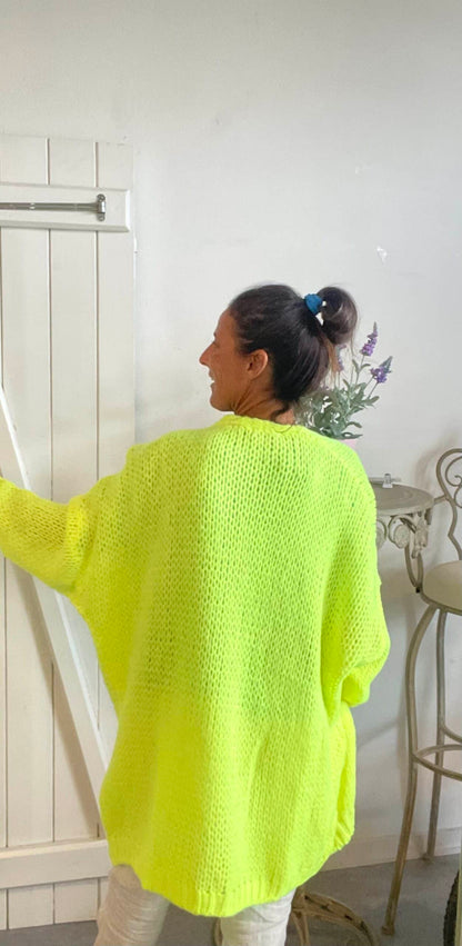 Neon gul cardigan / LIVA K