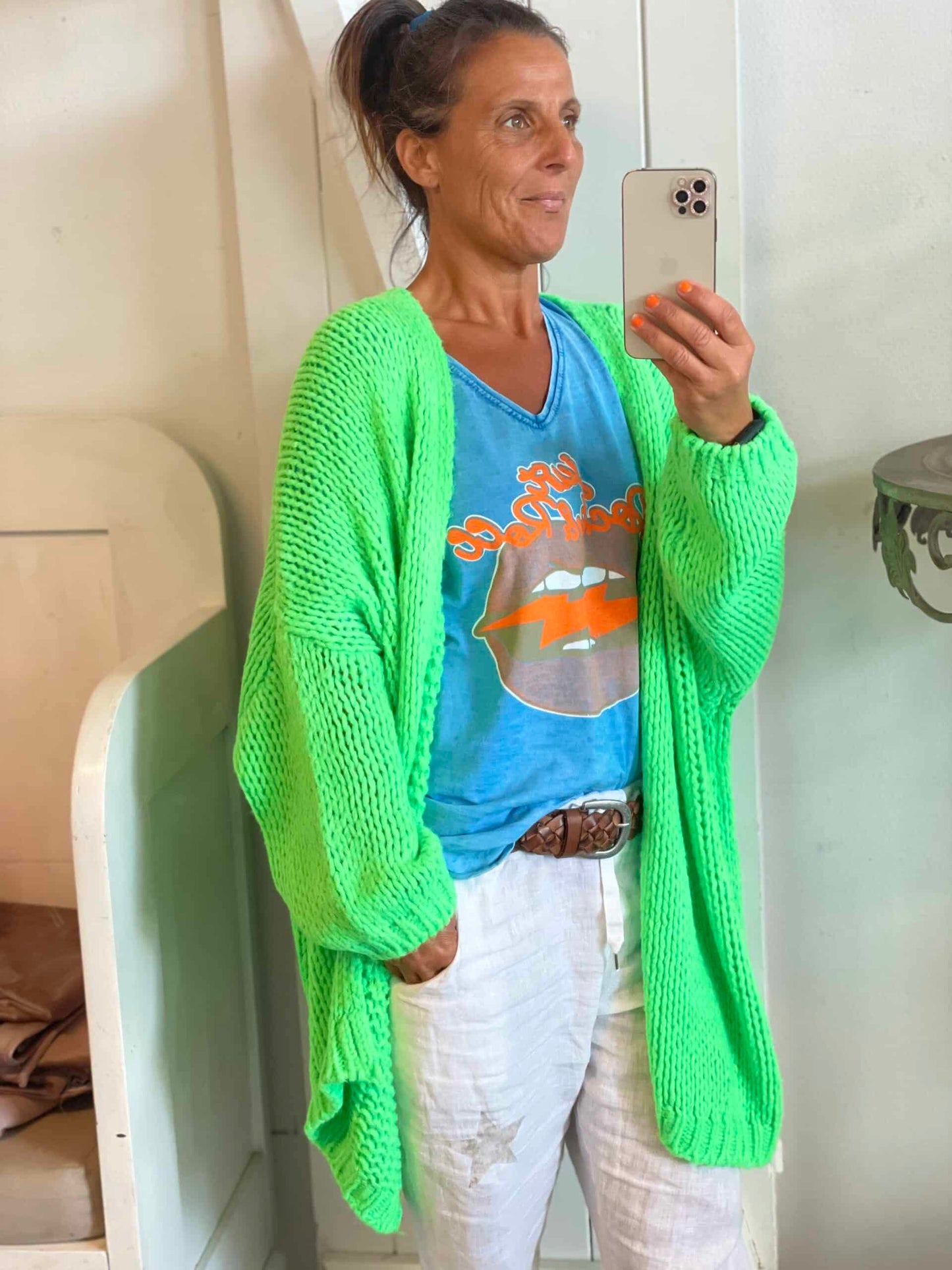 Neon grøn cardigan / LIVA K