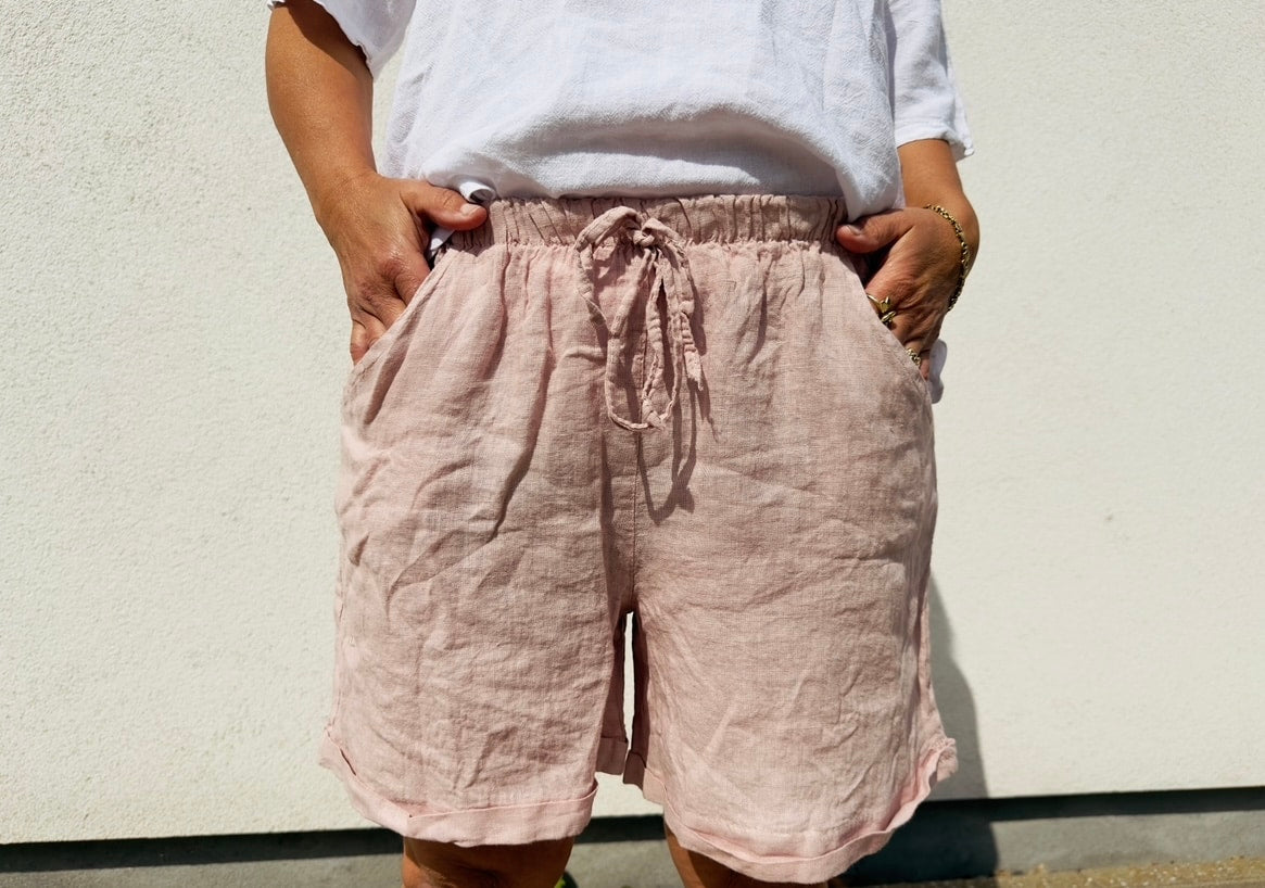 Bianca hør shorts i rosa / Liva K